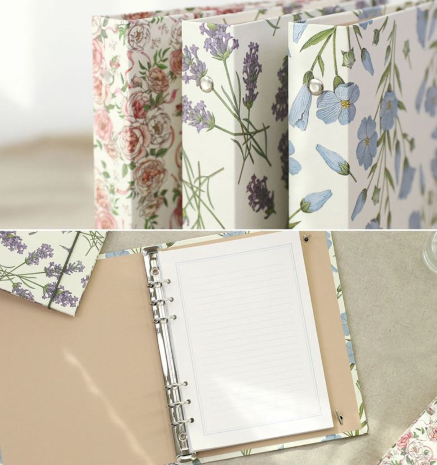 Flower Printed Cover 6 Ring Binder | Comfort Flower Planner - ZoocomingTree