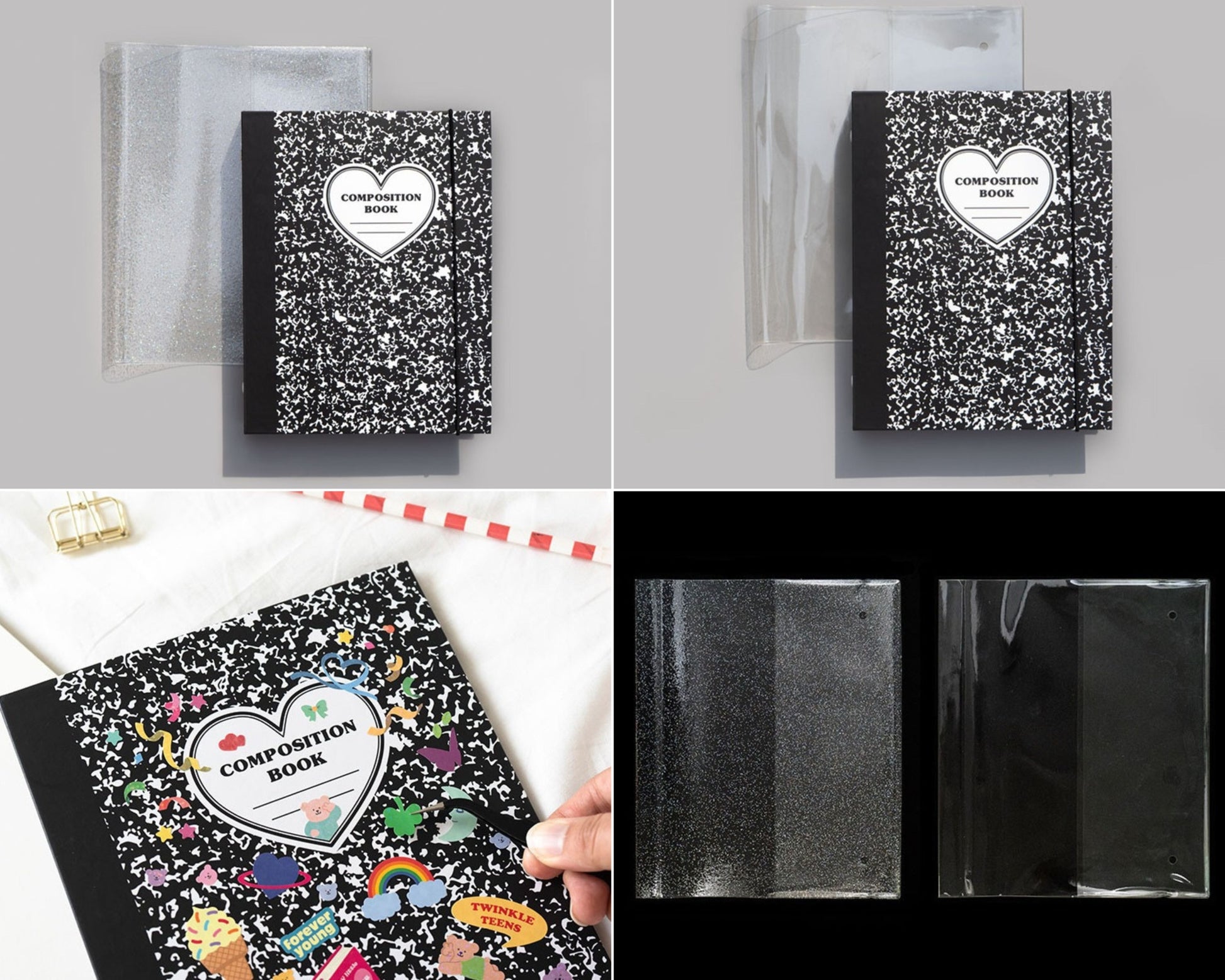 Composition A5 Hard Cover + Glitter PVC Cover Set - ZoocomingTree