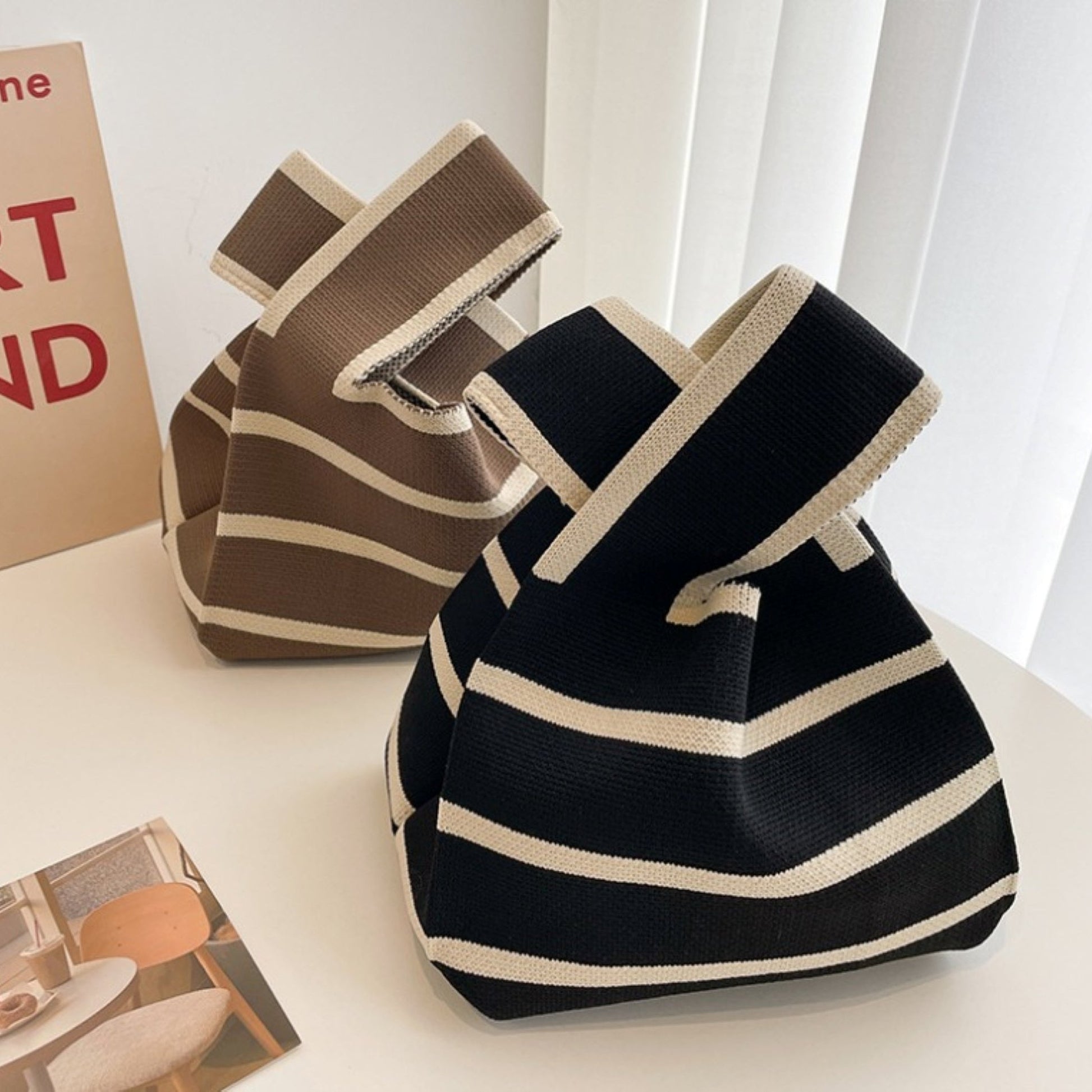 Women Color Stripe Knot Bag - ZoocomingTree