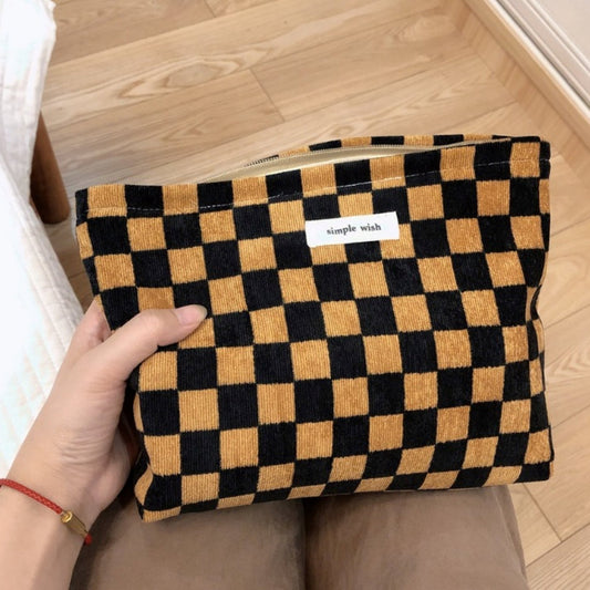 Checkerboard Plaid Makeup Pouch - ZoocomingTree