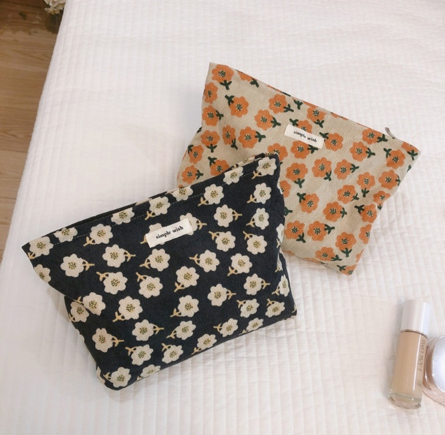 Floral Corduroy Makeup Pouch - ZoocomingTree