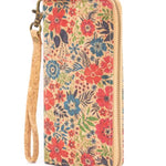 Natural Cork Zipper Wallet | Flower Pattern Cork Wallet | Women Essential Clutch Wallet