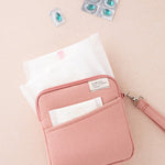Pastel Color Zipper Pouch / Cotton Strap Pouch / Cosmetic Case / Travel Pouch