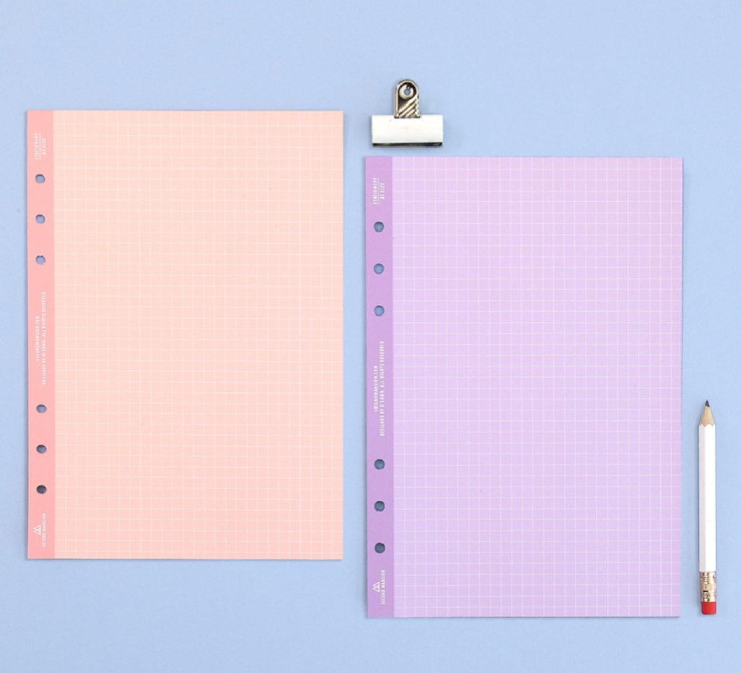 Pastel Grid Refill Inserts | A5 6 Ring Deco Binder Inserts | Colorful Grid Printed Paper Inserts