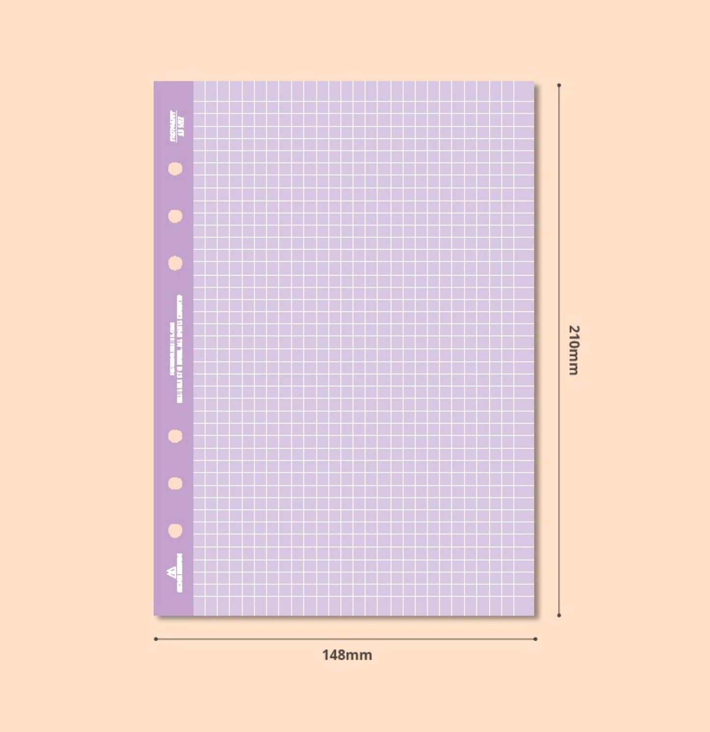 Pastel Grid Refill Inserts | A5 6 Ring Deco Binder Inserts | Colorful Grid Printed Paper Inserts