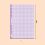 Pastel Grid Refill Inserts | A5 6 Ring Deco Binder Inserts | Colorful Grid Printed Paper Inserts