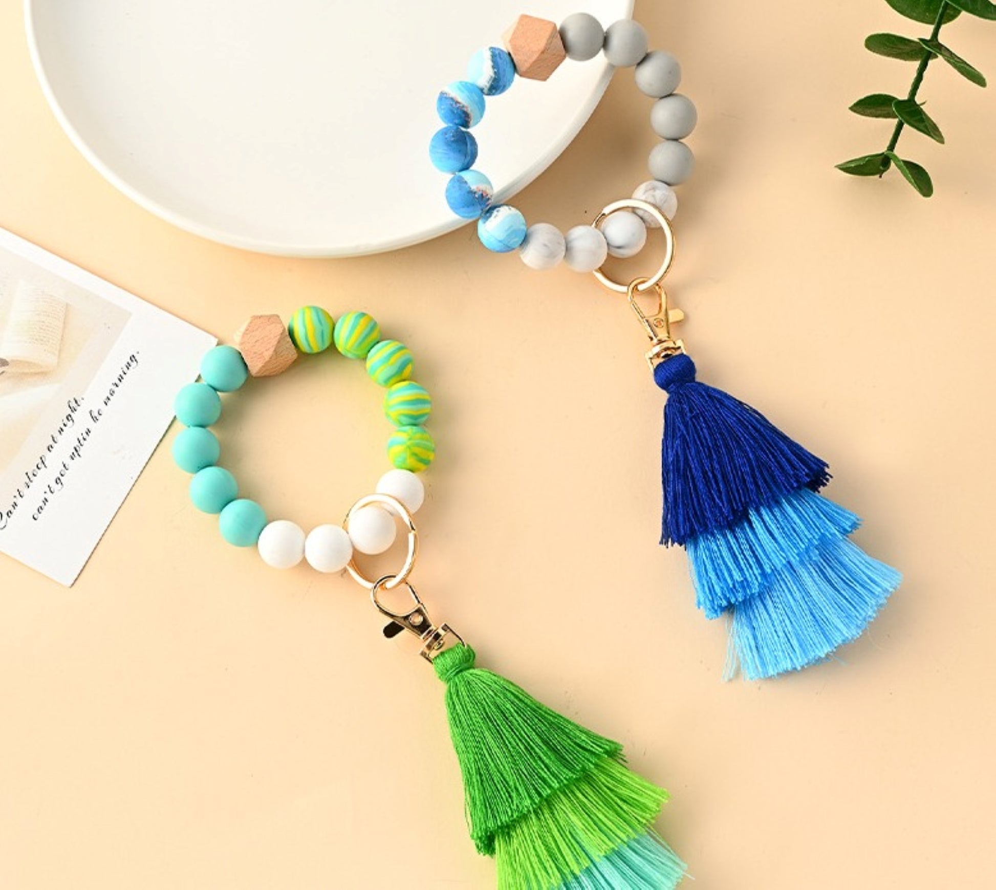 Pastel Color Beaded Keychain Bracelet - ZoocomingTree