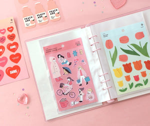 A5 Sticker Binder Refill | 6 Ring Deco Binder Refill | Double-Sided Pocket