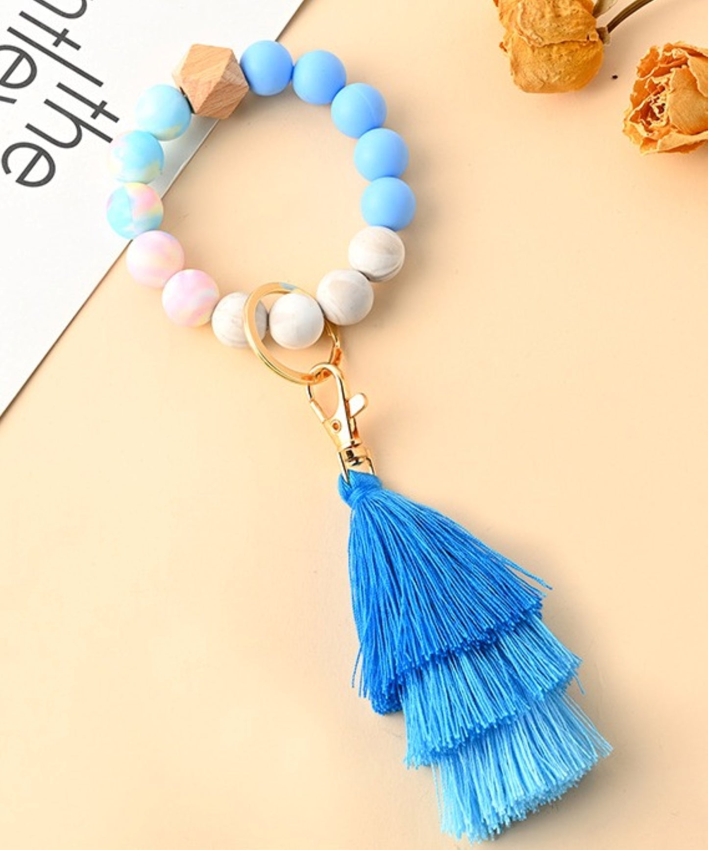 Pastel Color Beaded Keychain Bracelet - ZoocomingTree