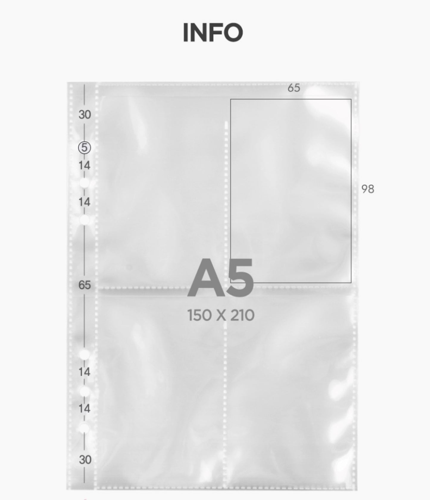 Photocard A5 Inserts | 6 Ring Deco Binder Refill | Single-Sided Pocket
