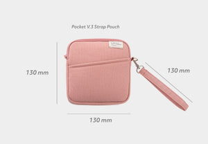 Pastel Color Zipper Pouch / Cotton Strap Pouch / Cosmetic Case / Travel Pouch