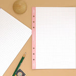 Grid Refill Inserts Paper - 2 Colors | A5 6 Ring Deco Inserts | Colorful Grid Printed Paper Inserts