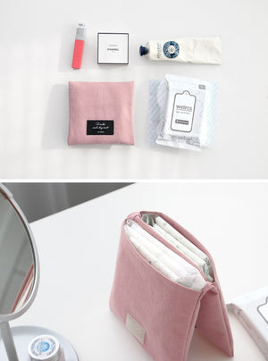 Pastel Color Sanitary Pouch / Feminine Cotton Pouch / Sanitary Pad Slim Case