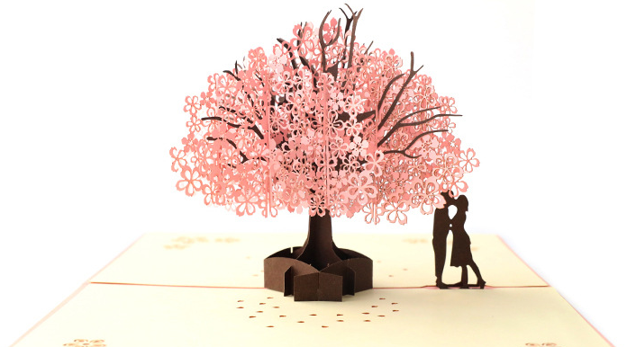 Romantic Cherry Blossom 3D Card - ZoocomingTree