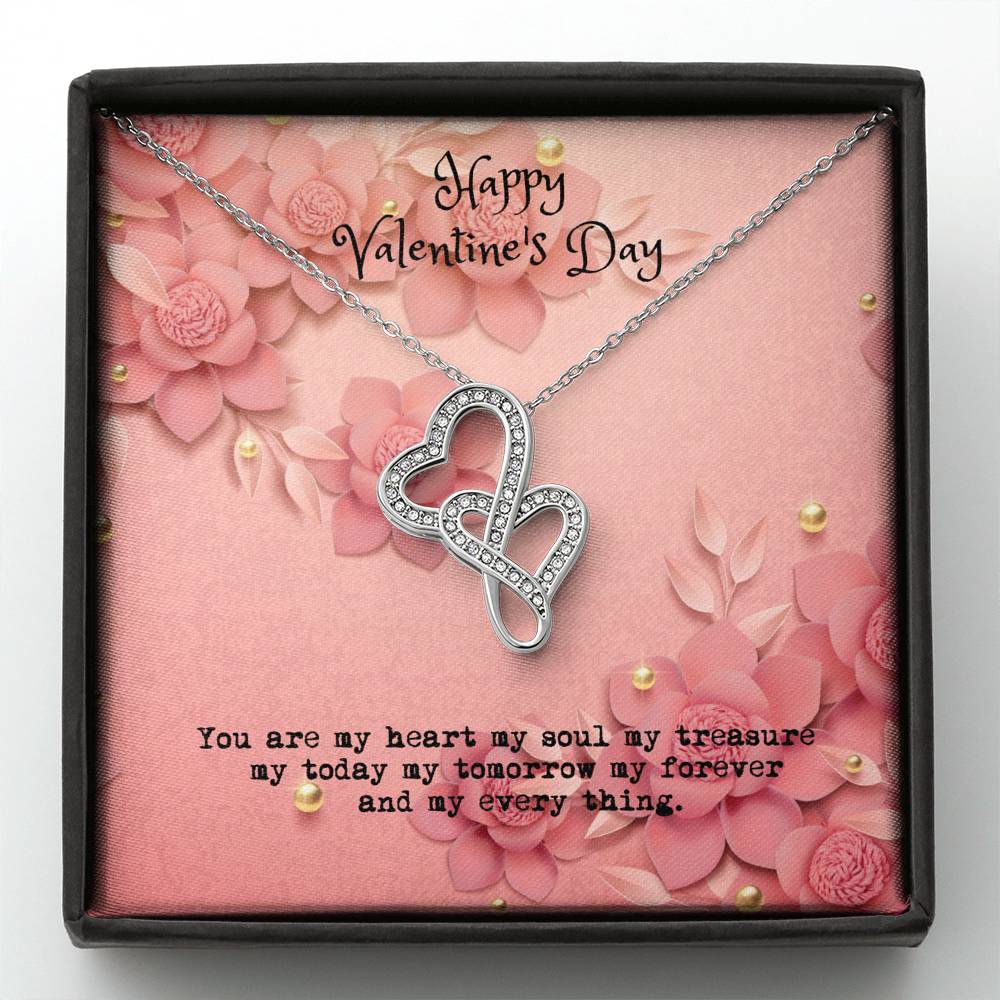 Happy Valentine's Day Necklace Gift for Wife, Girlfriend Double Hearts Beautiful Necklace
