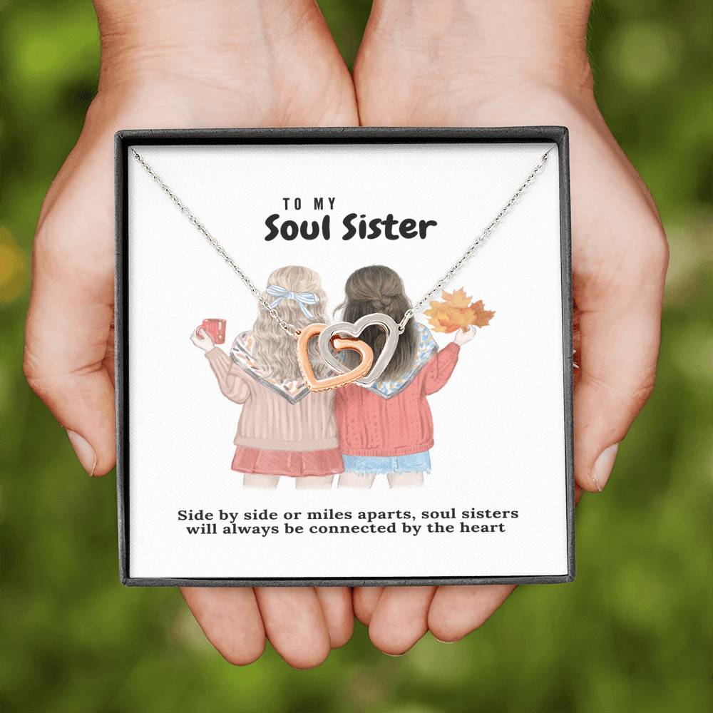 To My Soul sister Two hearts stones Necklace Gift