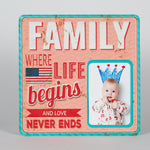Family Tin Metal Sign Photo Frame