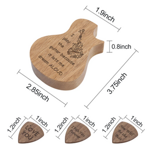 Guitar Shaped Pick Case | Wooden Guitar Box - 3 pcs | Personalized wooden Guitar Case | Favorite Gift for Guitar Player