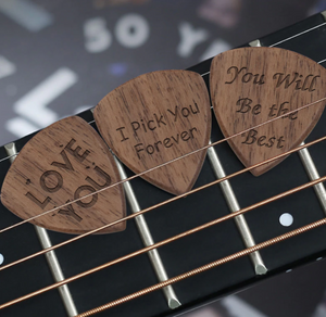 Guitar Shaped Pick Case | Wooden Guitar Box - 3 pcs | Personalized wooden Guitar Case | Favorite Gift for Guitar Player