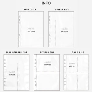 A5 Sticker Refill Inserts | 6 Ring Deco Binder Refill | Double-Sided Pocket