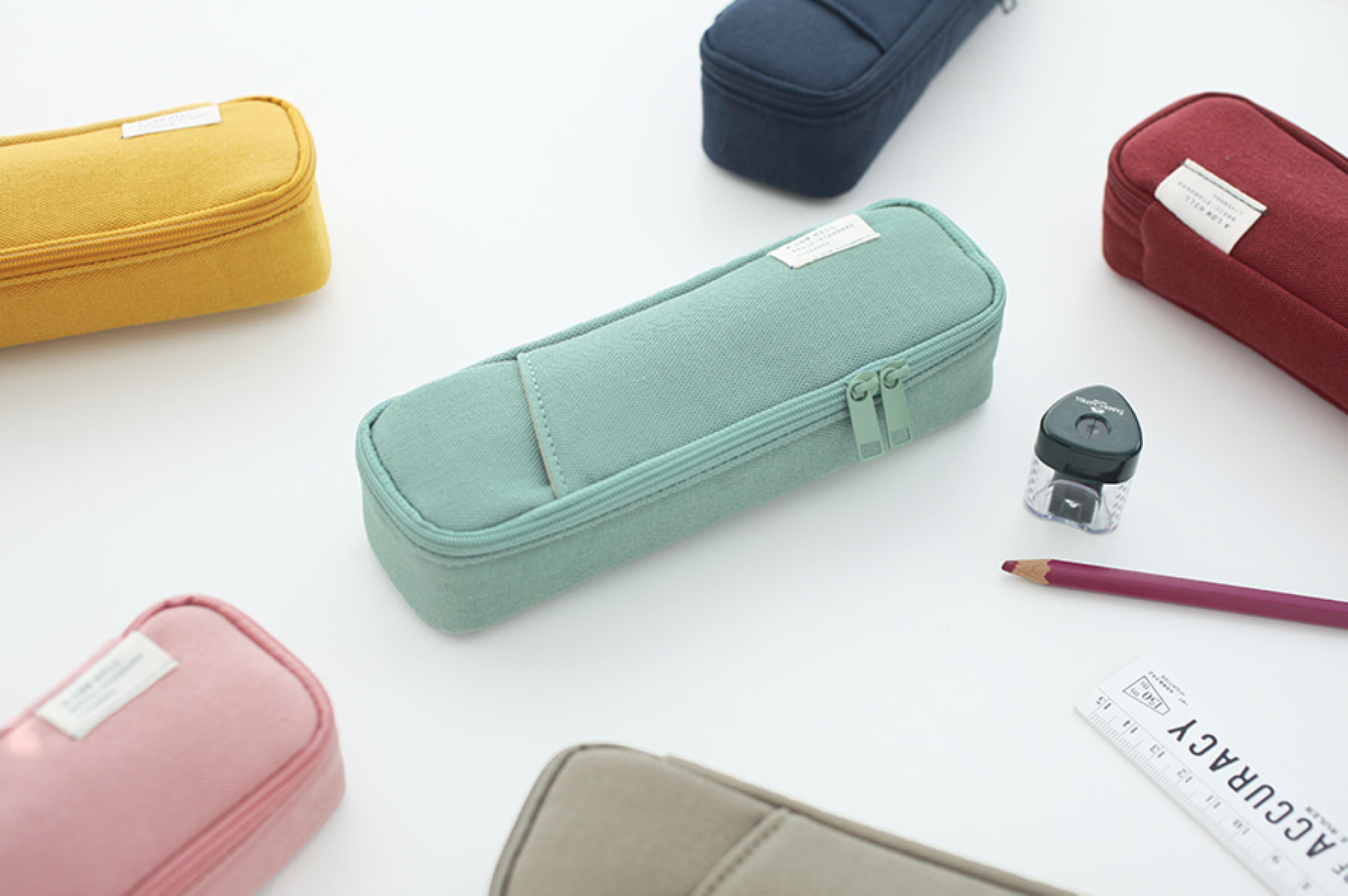 Pastel Color Zipper Multi Case | Cotton Pencil Pouch | Cute Pen Case