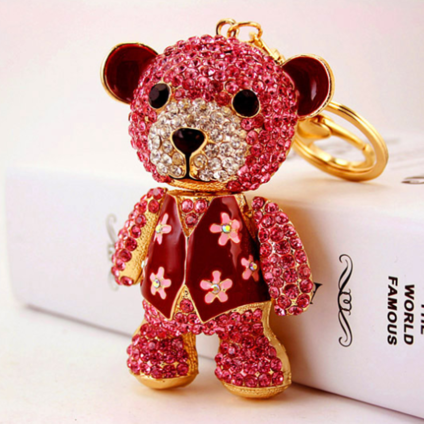 Rhinestone Teddy Bear Keychain - ZoocomingTree